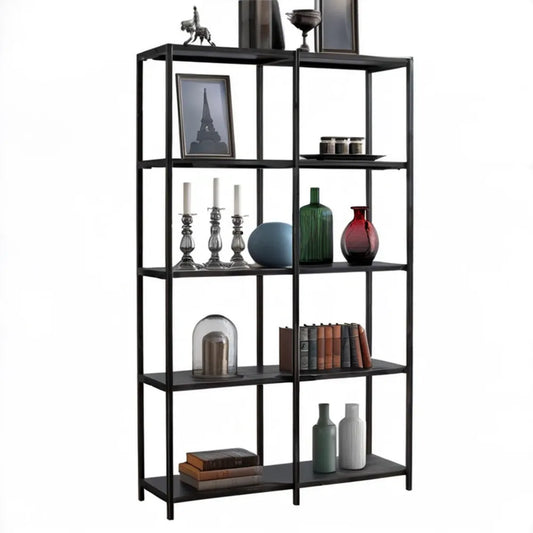 Czarny stalowy regał industrialny 120 x 30 x 180 cm z 5 półkami