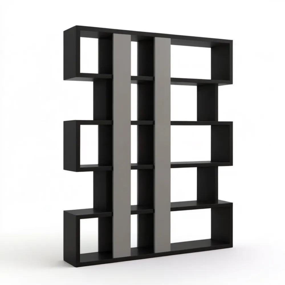Regał z płyty wiórowej laminowanej czarno-szary 80 × 24 × 192 cm